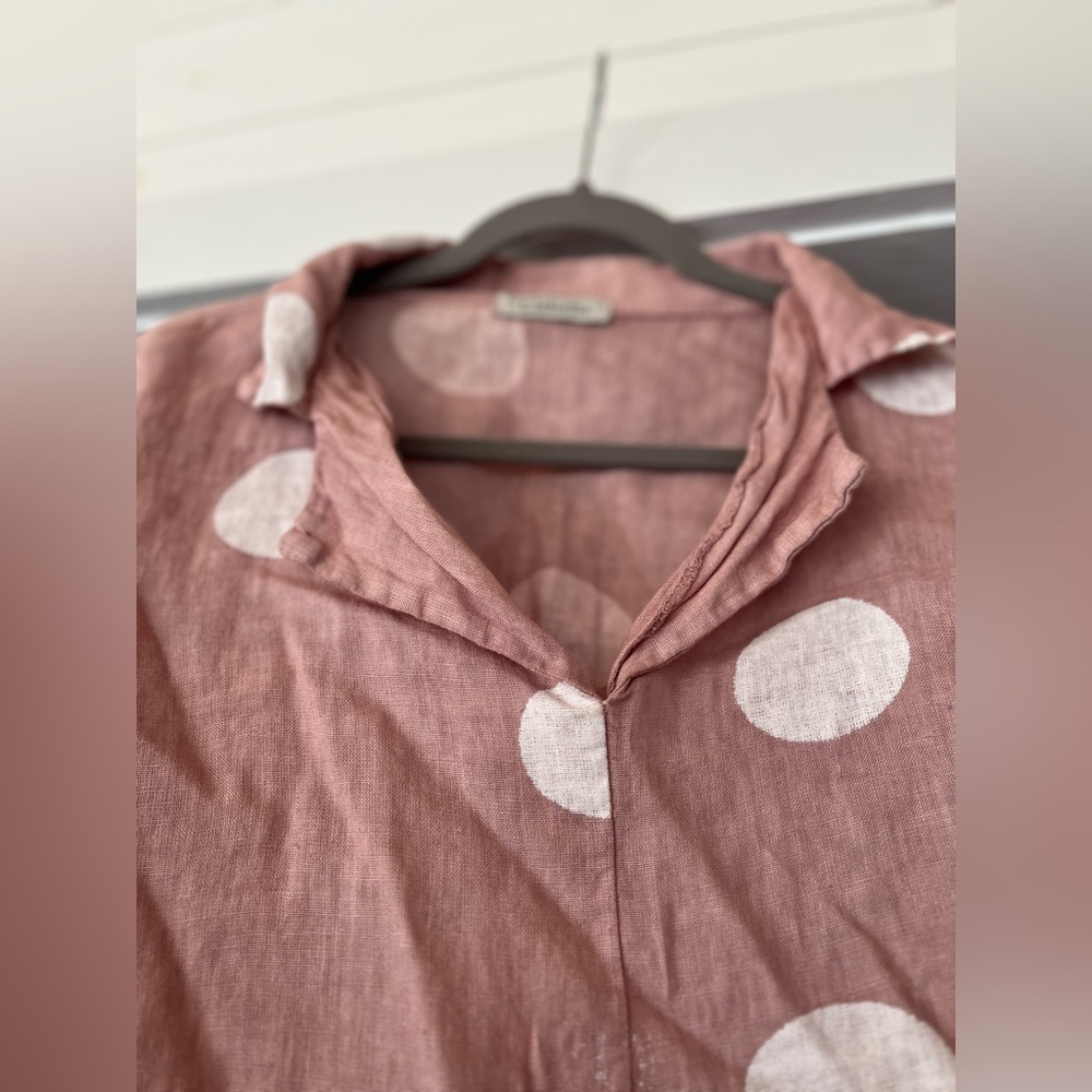 Italian Linen Liabella Polka Dot Boxy Blouse - Picture 5 of 5